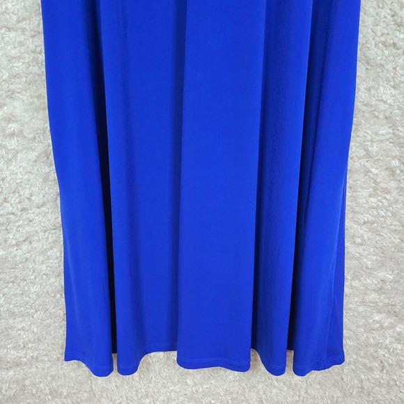 Susan Graver Dress Womens 3X Blue Short Sleeve Shift Pocket Stretch Liquid‎ Knit - Picture 2 of 11